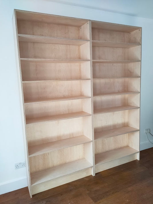 Birch Plywood Bookcase Bookshelf Customised Size to Order Handmade in the UK