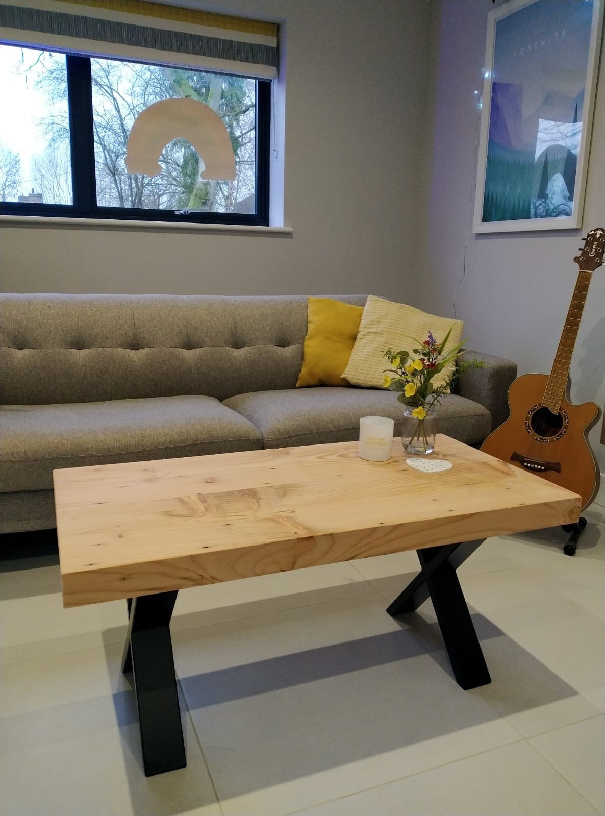 Reclaimed Redwood Chunky Coffee Table Customised Size to Order Handmade in the UK