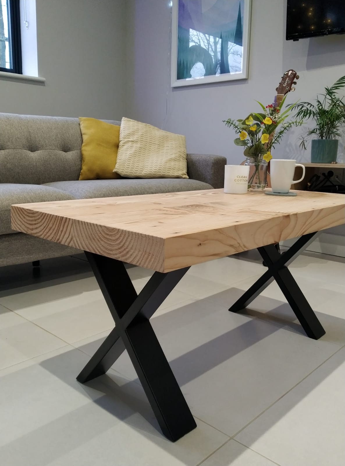 Reclaimed Redwood Chunky Coffee Table Customised Size to Order Handmade in the UK