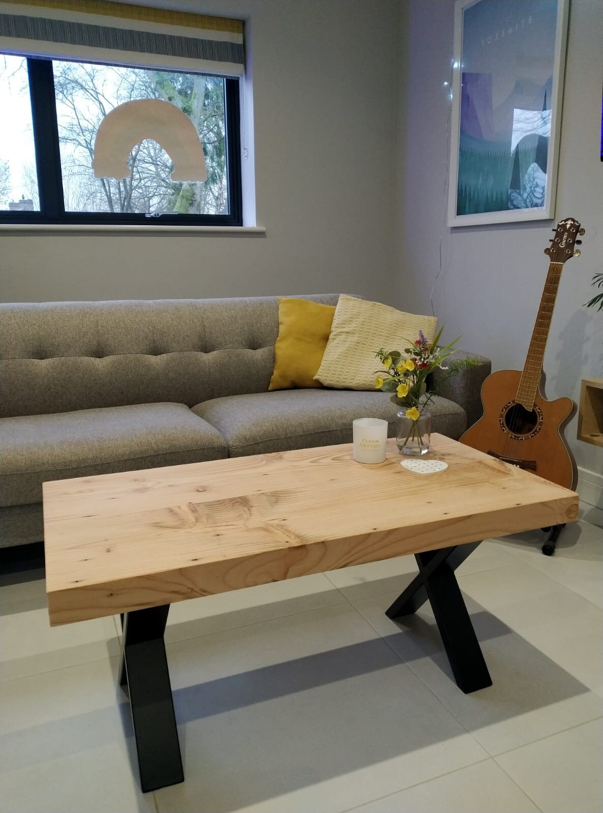 Reclaimed Redwood Chunky Coffee Table Customised Size to Order Handmade in the UK
