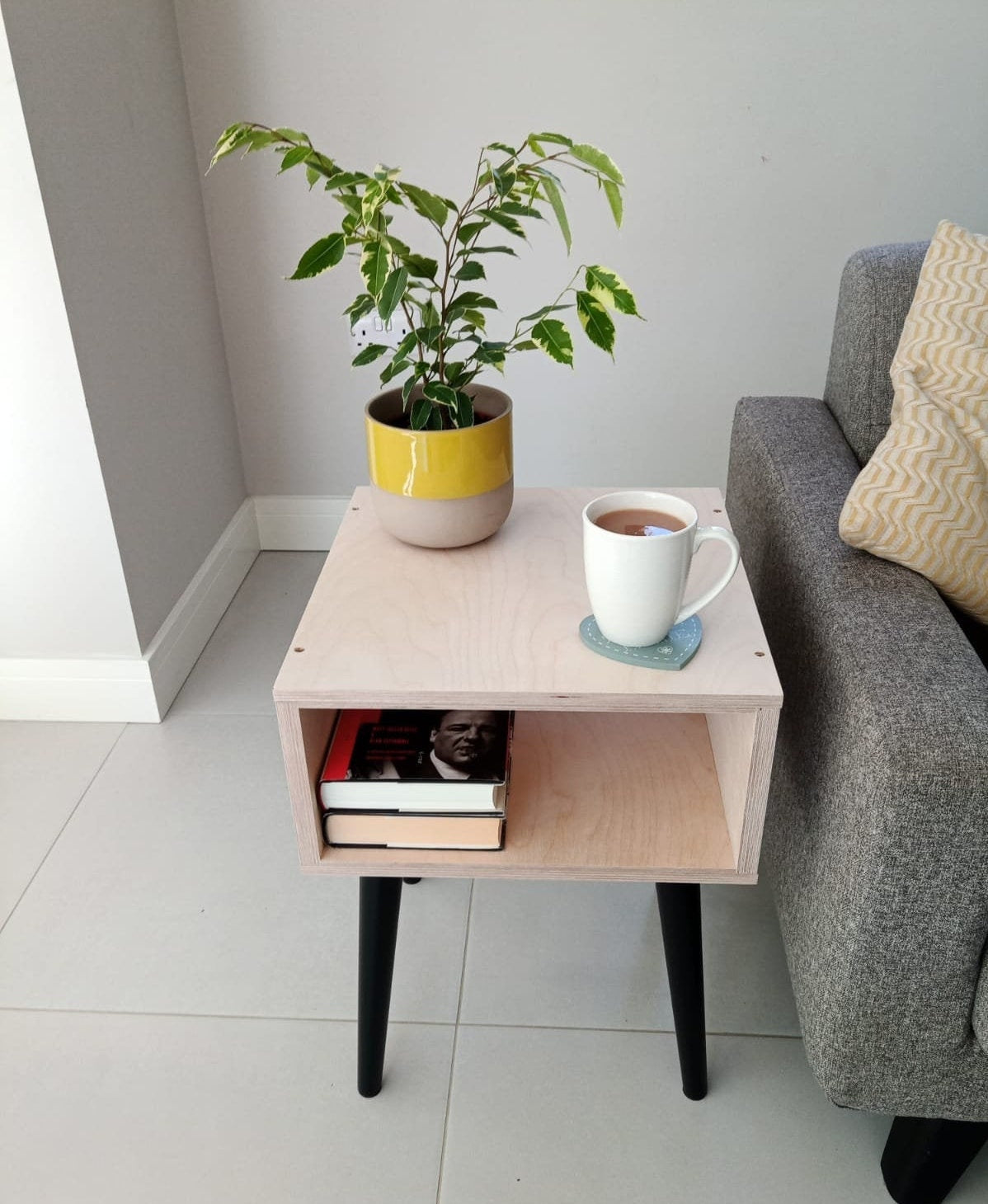 Bedside Console Side Table Birch Plywood Handmade in the UK