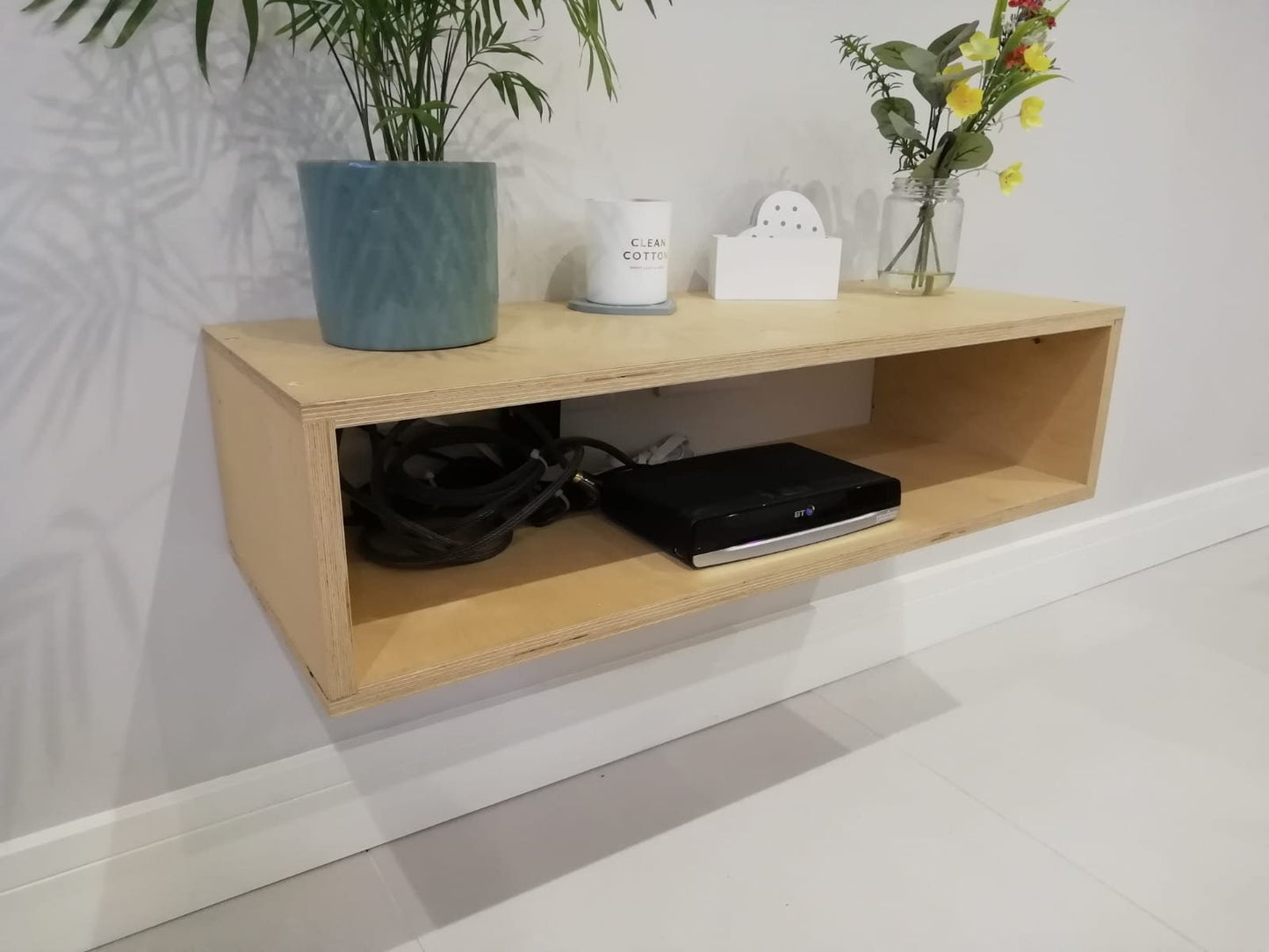 Birch Plywood Media TV Console Stand Customised Size to Order Handmade in the UK