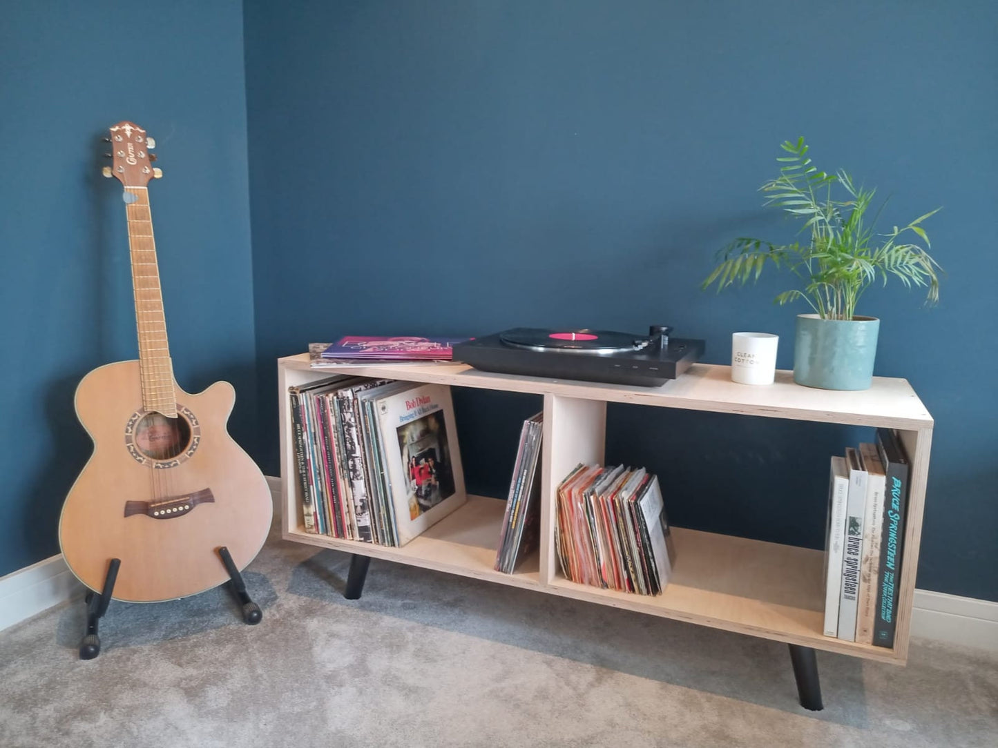 Vinyl Record Player Stand Birch Plywood Handmade in the UK