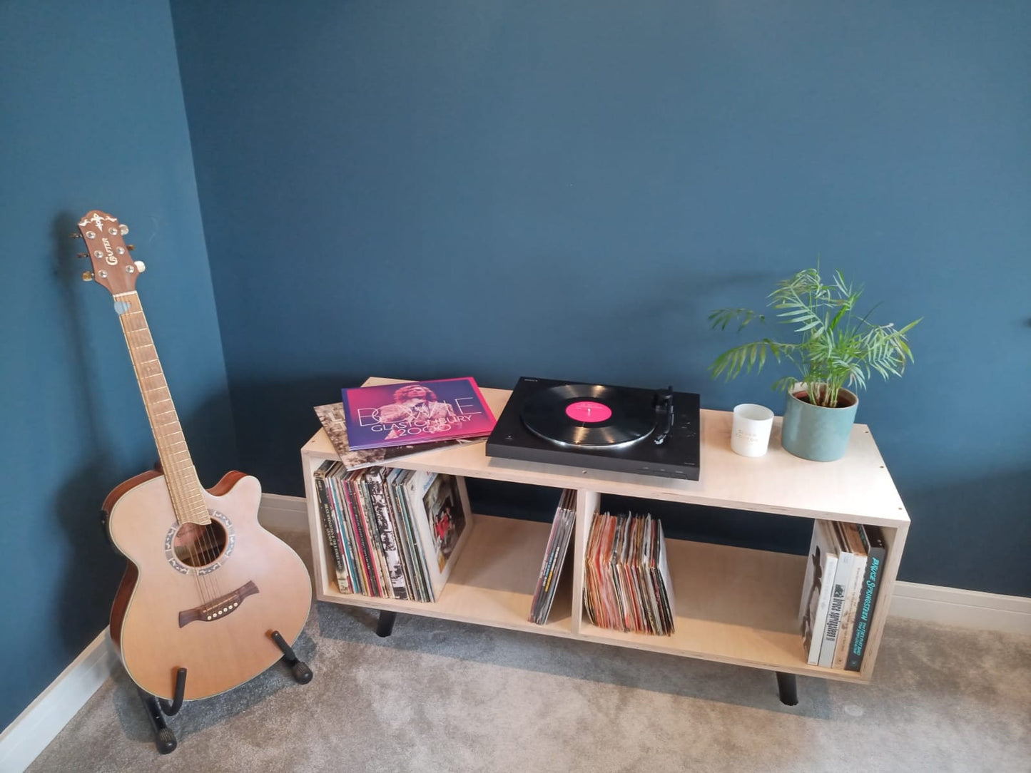 Vinyl Record Player Stand Birch Plywood Handmade in the UK