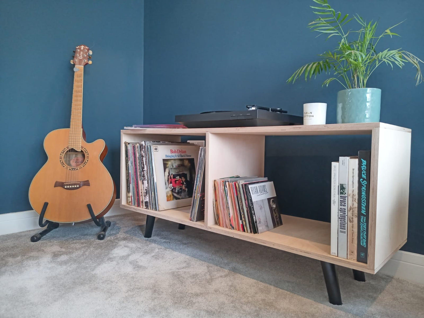 Vinyl Record Player Stand Birch Plywood Handmade in the UK