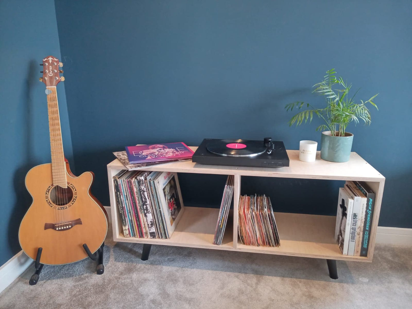 Vinyl Record Player Stand Birch Plywood Handmade in the UK