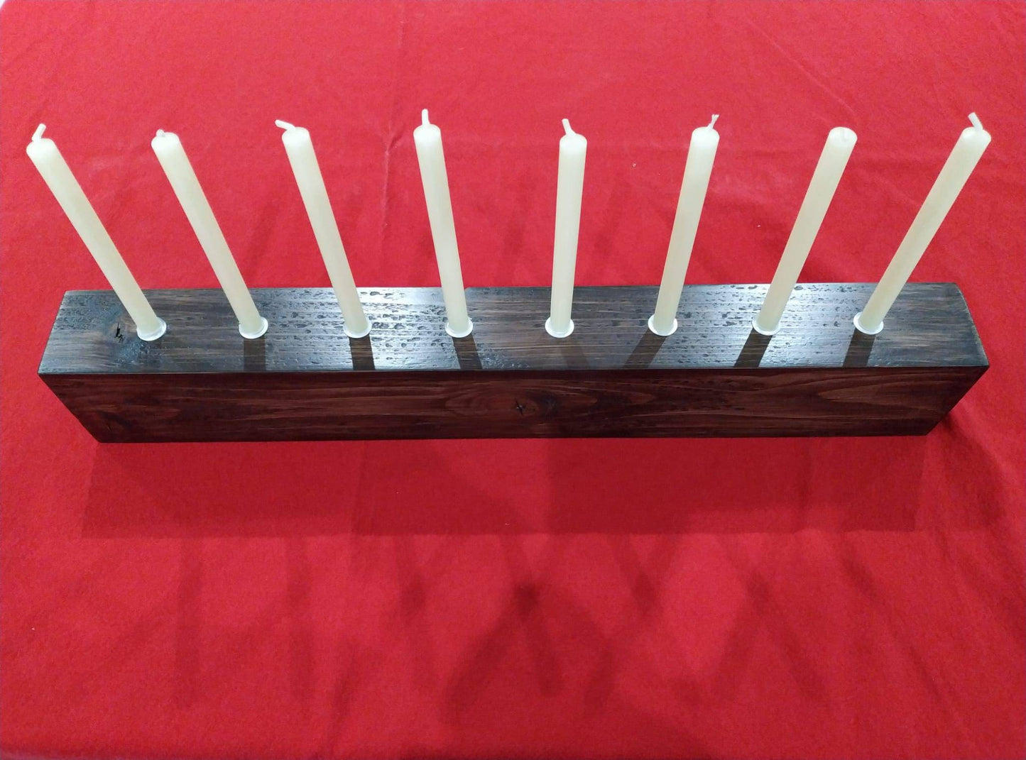 Reclaimed timber candle holder Christmas dining table centrepiece mantelpiece